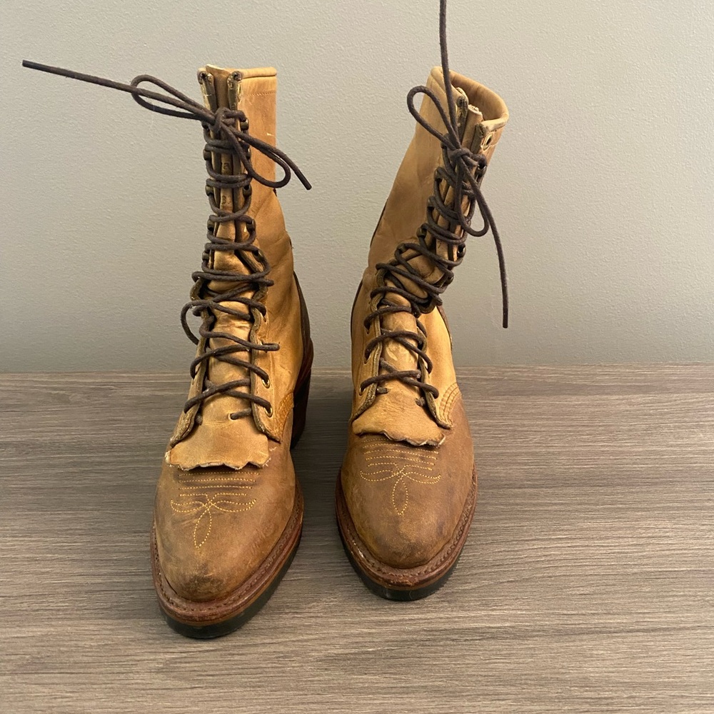 Chippewa Tan Lace-Up Boots
